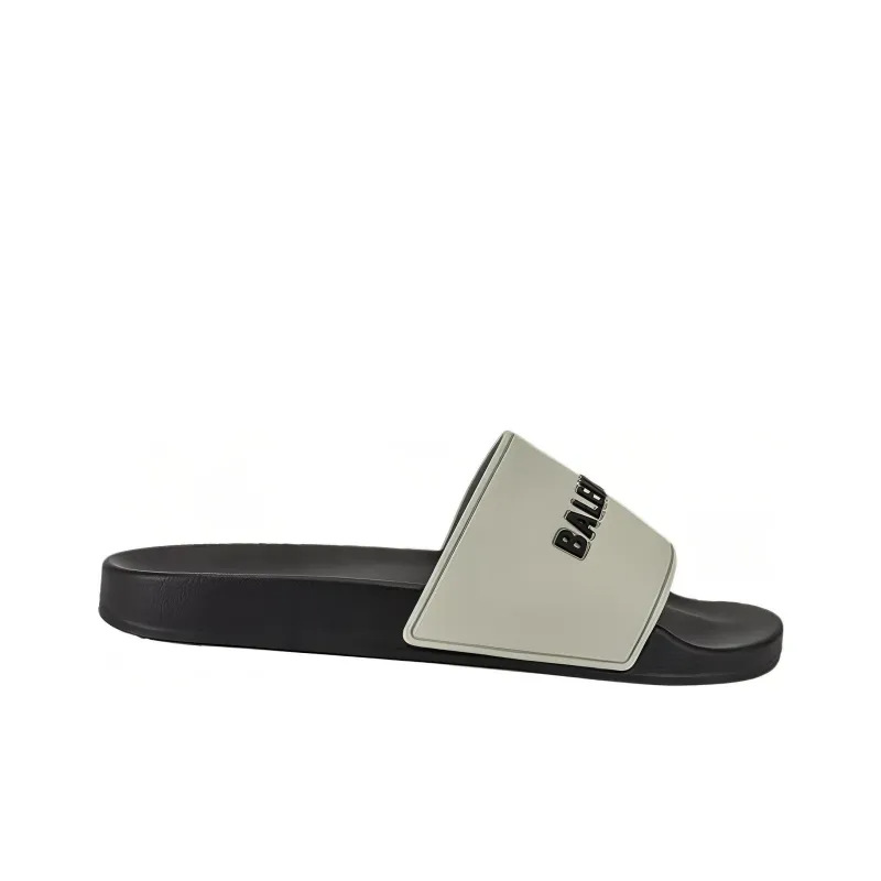 Balenciaga Pool Slides Logo Grey Black-1