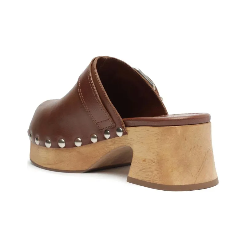 Schutz Closed Toe Slippers 6cm Women's Brown-4