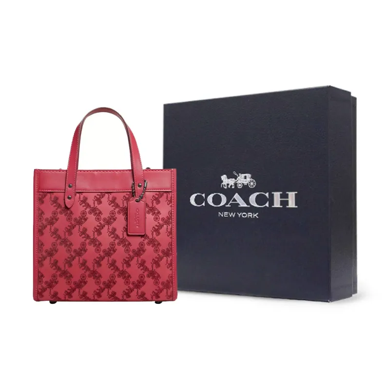 COACH Field Cow Leather Tote Bag, Shopping Bag, Handbag, Shoulder Bag, Crossbody Bag Women's Red-8