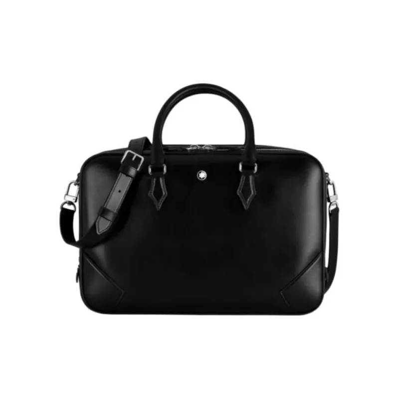 MONTBLANC Calfskin Shoulder Bag, Crossbody Bag, Handbag, Briefcase Large Size Men's Black-0