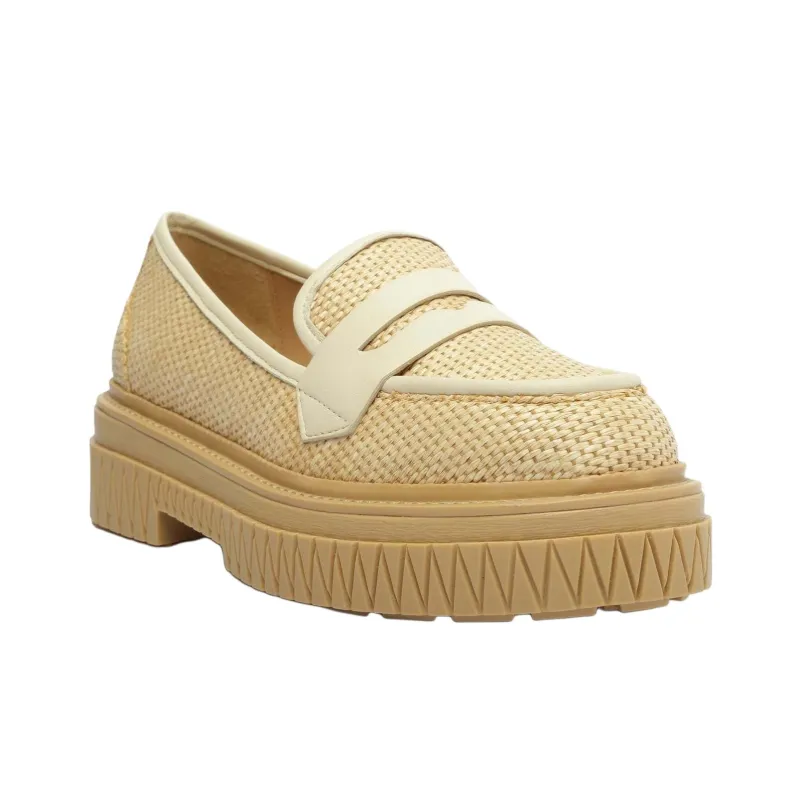 Schutz Viola Weekend Loafers 5cm Women's Beige-2