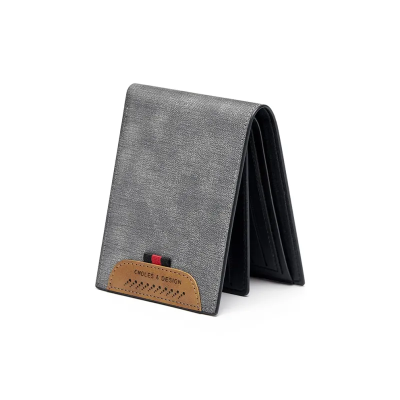 CNOLES Synthetic Leather Wallet Coin Purse Men's Dreamy Gray-3