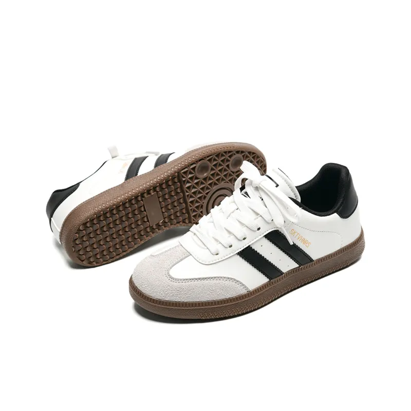 Circle small Skateboard Shoes Unisex Low Top White Black-3