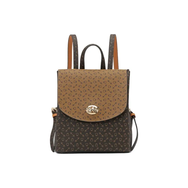 Why PVC Polyvinyl Chloride Backpack Medium Size Women's Coffee & Caramel/Coffee & Apricot-0