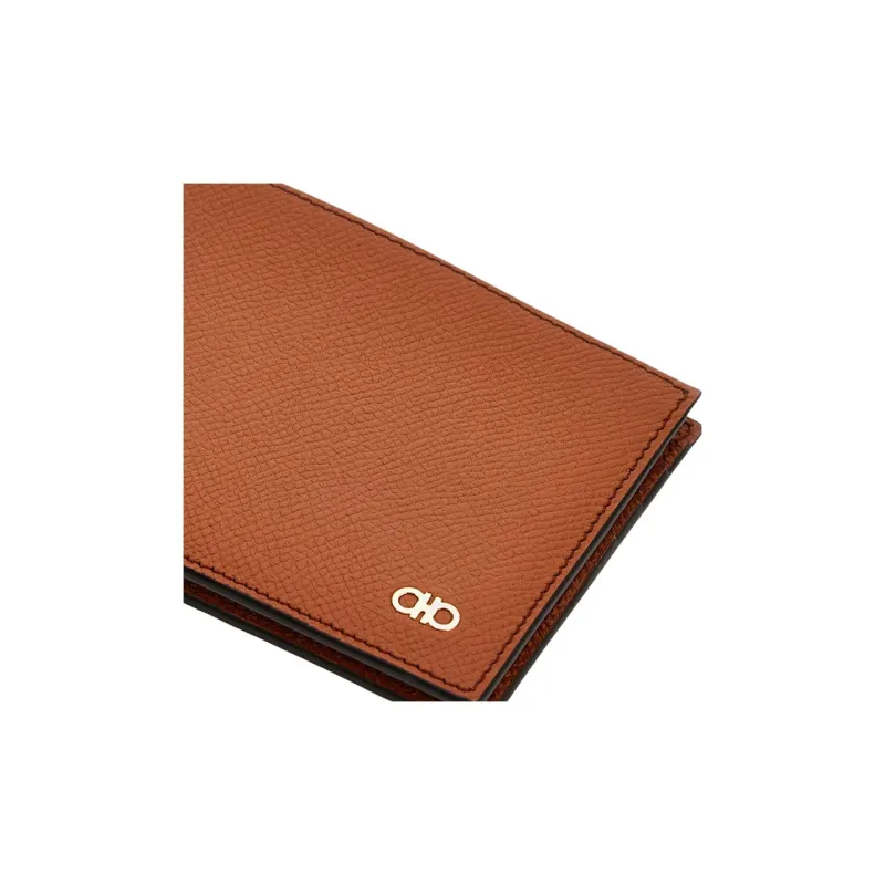 FERRAGAMO Stamped Calfskin Wallet Regular Men's Brown-4