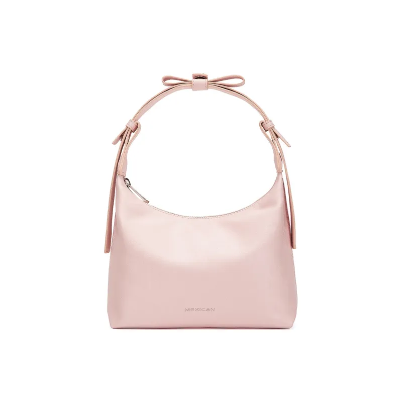 MEXICAN Polyurethane Leather Crescent Bag, Banquet Shoulder Bag, Handbag Regular Women's Pink/Silver/Ecru-1