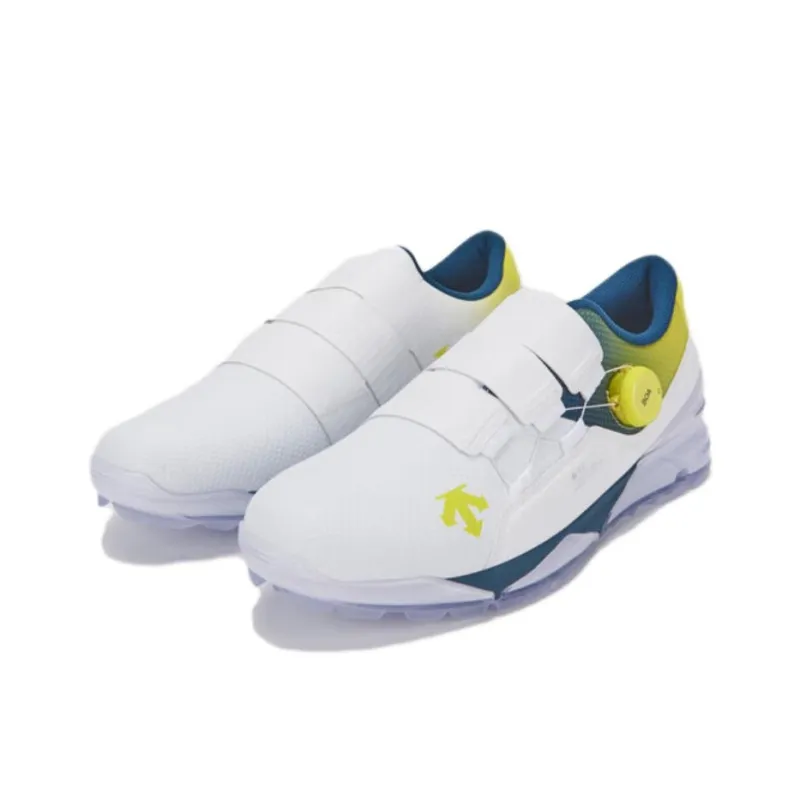 DESCENTE GOLF Non slip Lightweight Low Top Golf Shoes Men's White Yellow Blue-1
