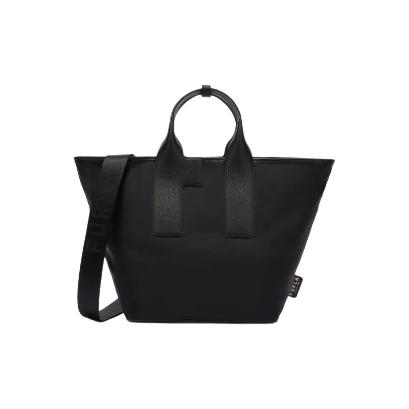 Furla Piuma Nylon Tote Bag Shopping Bag Shoulder Bag Crossbody Bag Handbag Large Size Women's Black-0
