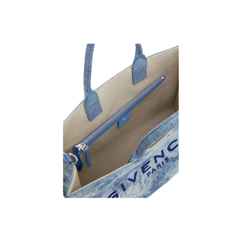GIVENCHY G Tote Washed Denim Tote Bag, Shopping Bag, Handbag Medium Size Women's Medium Blue-4