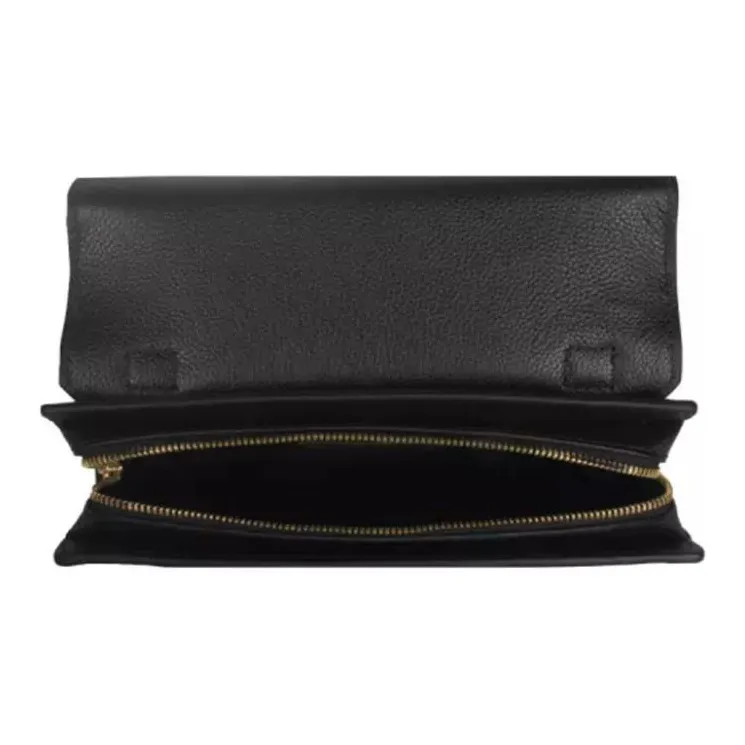 EMPORIO ARMANI Cow Leather Shoulder Bag Crossbody Bag Handbag Regular Women's Black-3