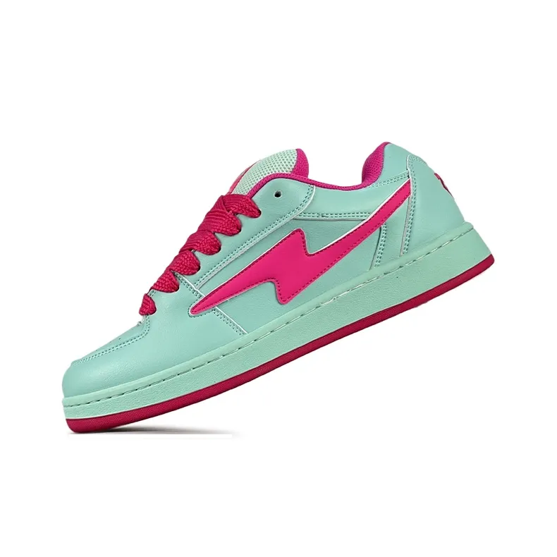 LuzaoT SUPER DRAG Puffy Shoes Anti Slip Wear Resistant Low Top Skateboard Shoes Women's Blue Pink-3