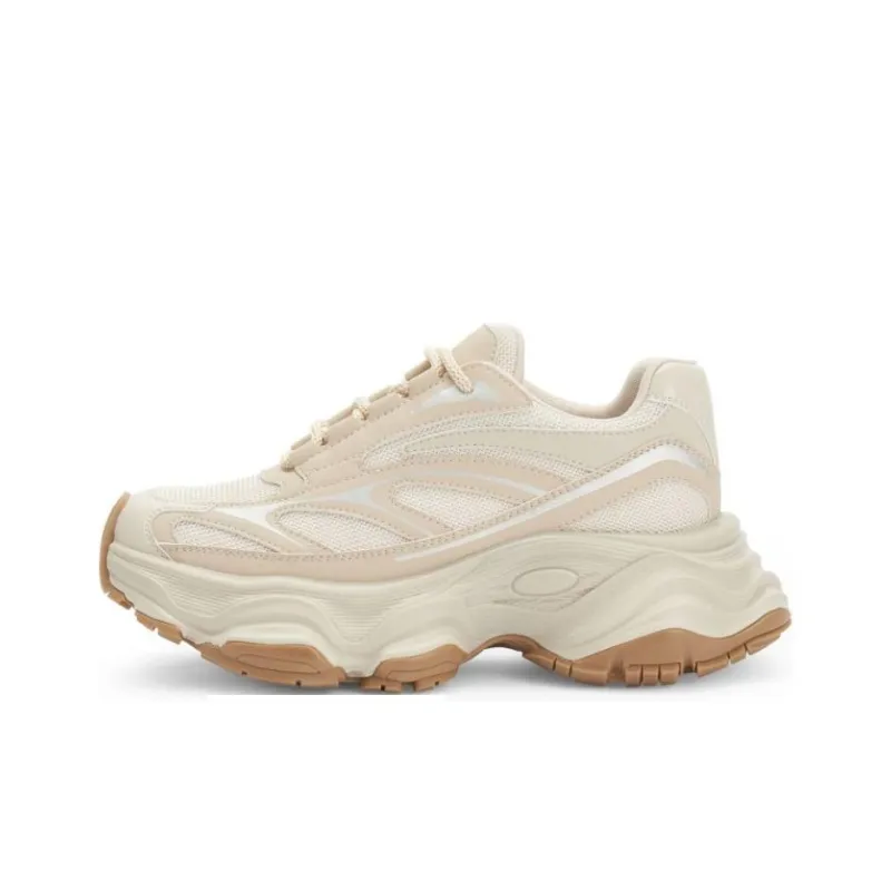 TOOMANYSHOES Low-Top Chunky Sneakers Women's Silver/Apricot-5