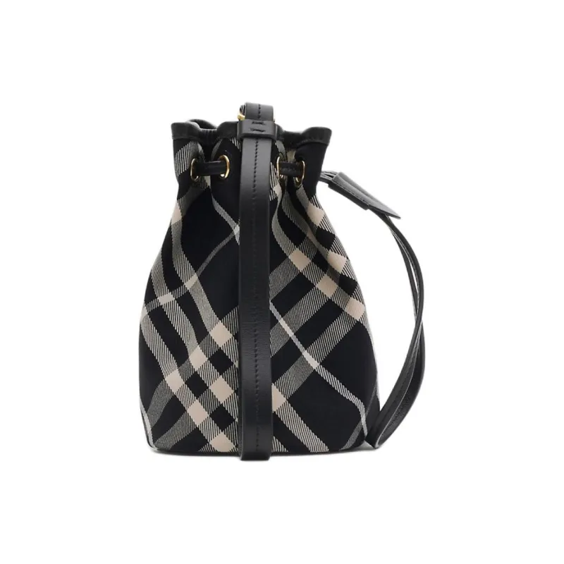 Burberry Cotton With Calfskin Trim Handbag Unisex Black-1