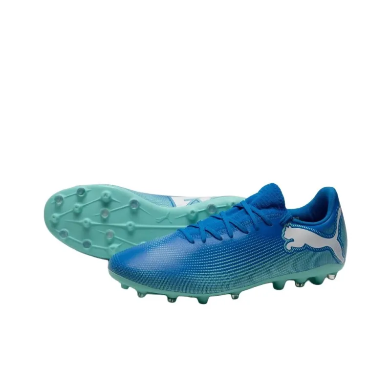 PUMA FUTURE 7 PLAY MG Rubber Short Studs Artificial Ground Breathable Soccer Shoes Men's Blue White-2