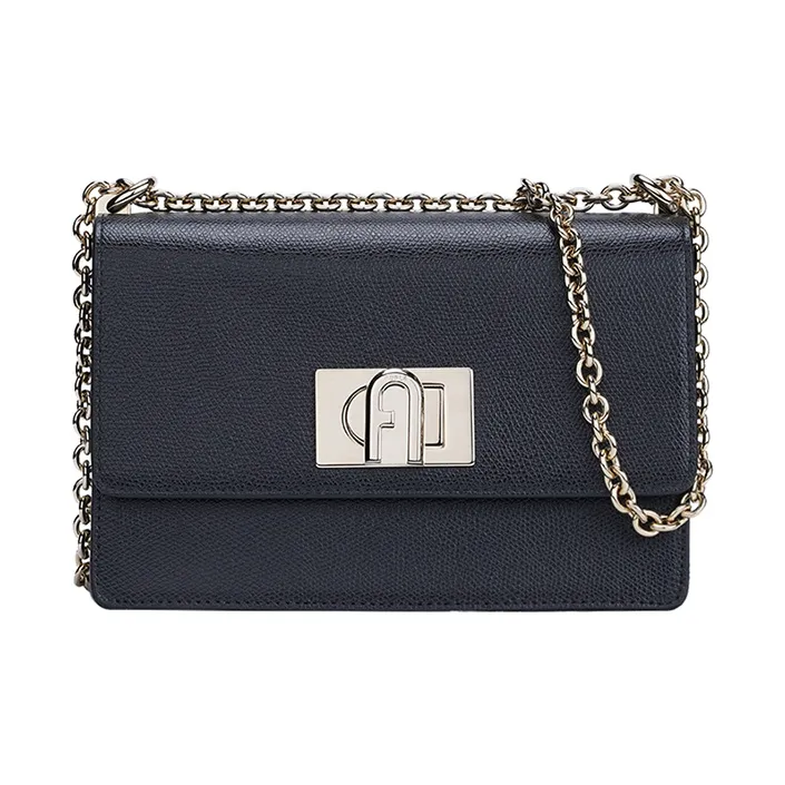 Furla 1927 Collection Leather Shoulder Bag Mini Women's Navy Blue-0