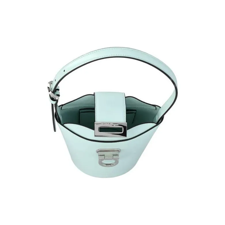 FERRAGAMO TrifolioGANCINI Cow Leather Bucket Bag, Handbag, Shoulder Bag Women's Blue-4