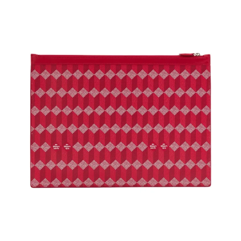 AU DEPART Coated Canvas Clutch Extra Large Women's Red-2