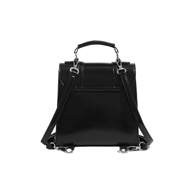 DCLOUD PU Portable Schooling Backpack Women's Silver/Black-8