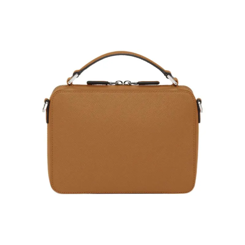 PRADA BriqueSaffiano Leather Handbag Shoulder Bag Crossbody Bag Men's Cinnamon-2