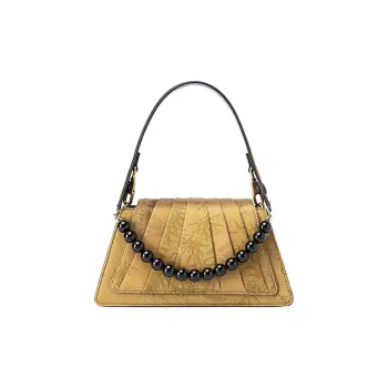 Liang Jin Ji Mulberry Silk With Cow Leather Accents Handbag Regular Women's Gold/Black