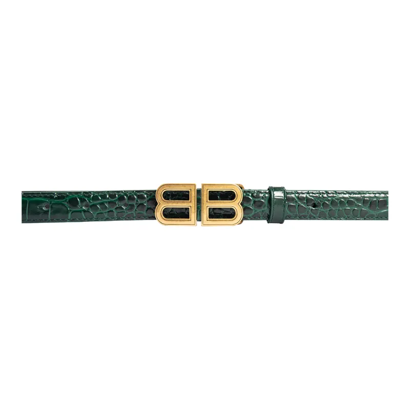 Balenciaga Cow Leather Belts Women's Green Width 1.9cm-4