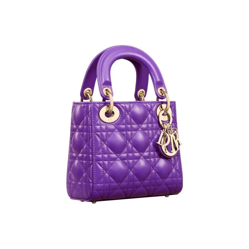 DIOR Lady Dior Sheepskin Dior Bag Shoulder Bag Crossbody Bag Handbag Mini Women's Purple-2