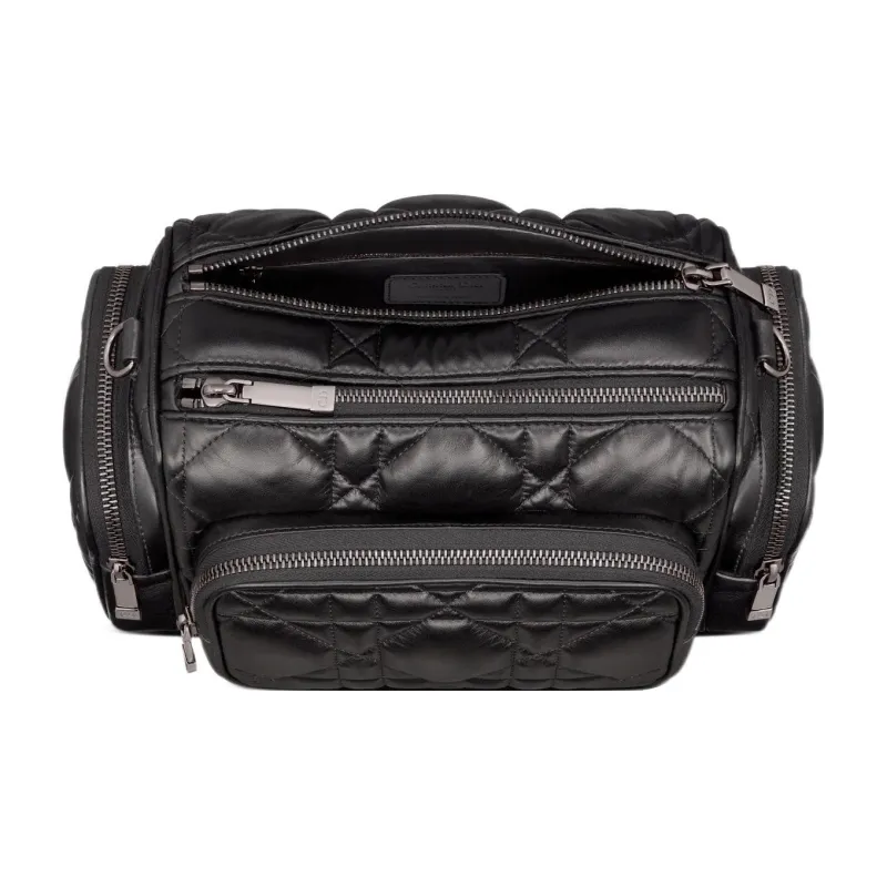DIOR Cowhide Leather Camera Bag Handbag Clutch Crossbody Bag Women's Black-3