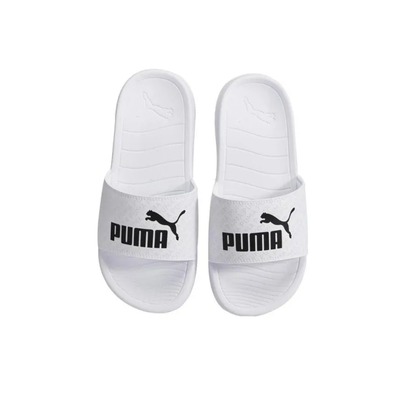 PUMA Popcat 20 Slip Resistant Slide Slippers Unisex White Black Gray-3