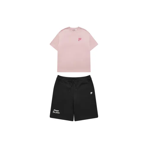 FILA FUSION Casual Sportswear Unisex Youthful Pink+Black