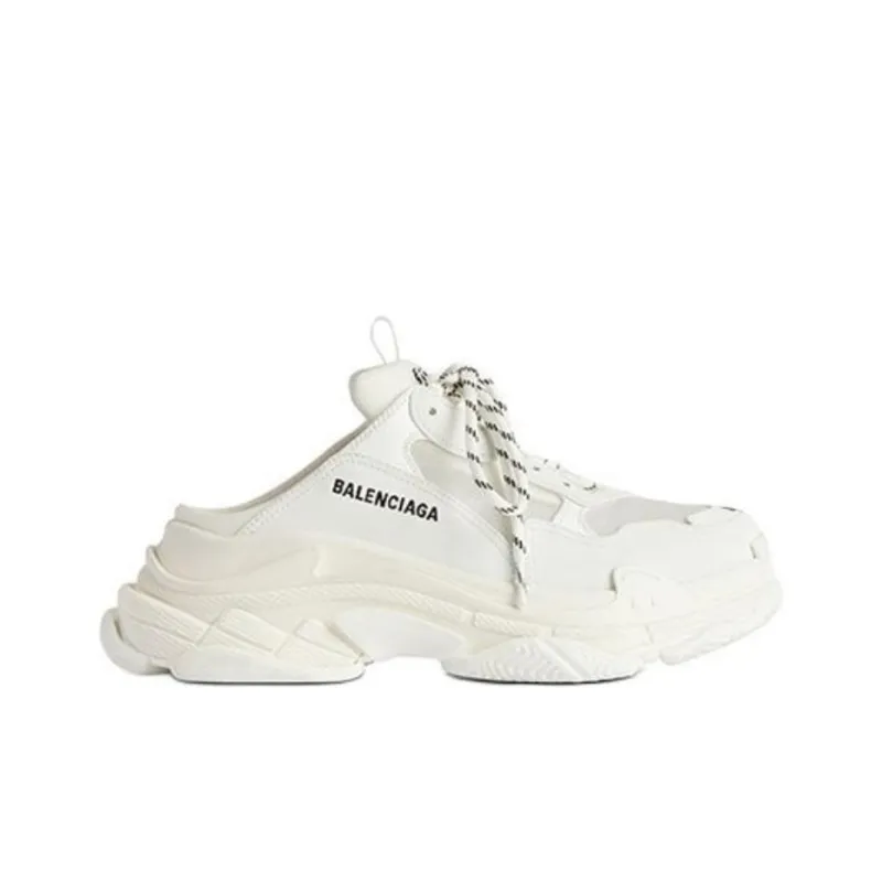 Balenciaga Triple S Closed Toe Slippers 3cm Women's White-1
