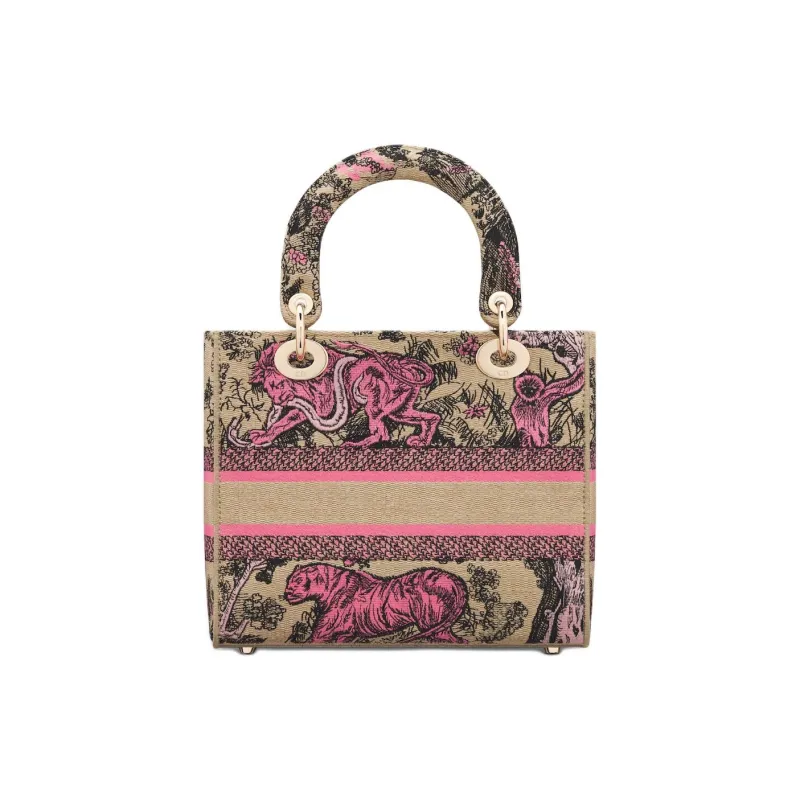 DIOR DIORIVIERALady D Lite Embroidery Dior Bag Shoulder Bag Crossbody Bag Handbag Medium Size Women's Candy Pink-3