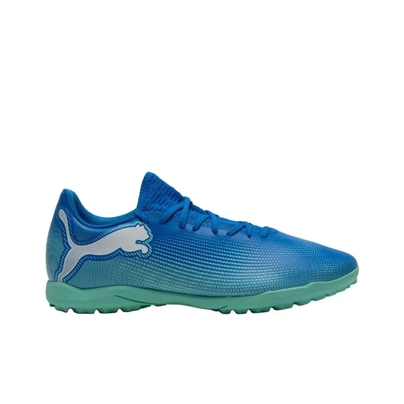 PUMA FUTURE 7 PLAY TT Rubber Broken Studs Artificial Ground Wear Resistant Soccer Shoes Men's Blue Green-1