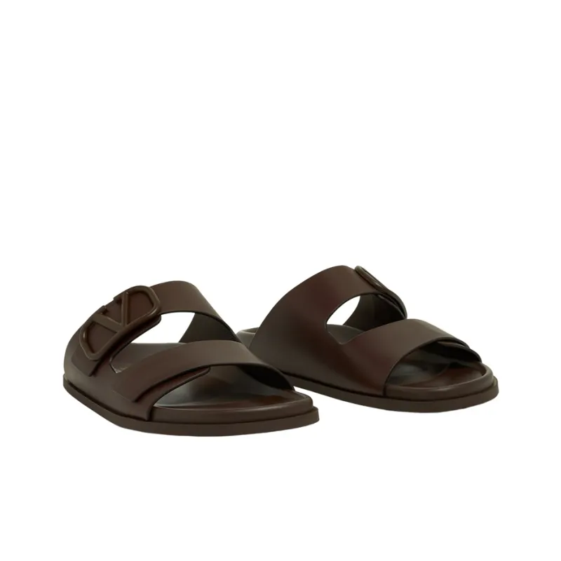Valentino Vlogo Slide Slippers Men Brown-4