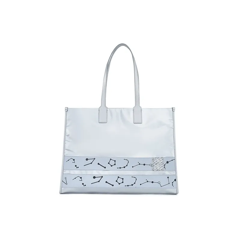 XTEP Fabric Chinese Fashion Trend Tote Bag Shopping Bag Handbag Regular Unisex Light Blue-0