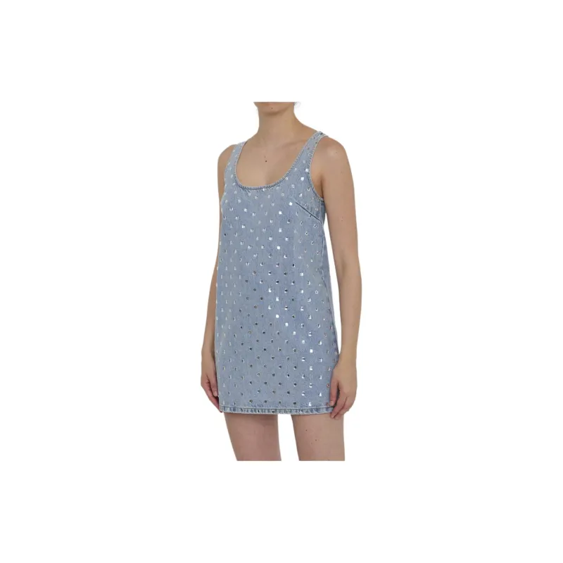 Self portrait Embellished Denim Mini Dress-2