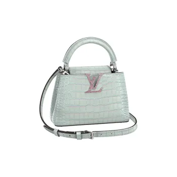 LOUIS VUITTON Capucines Crocodile Leather Kapusin Crossbody Tote Bag Over One Shoulder Mini Women's Pink Blue