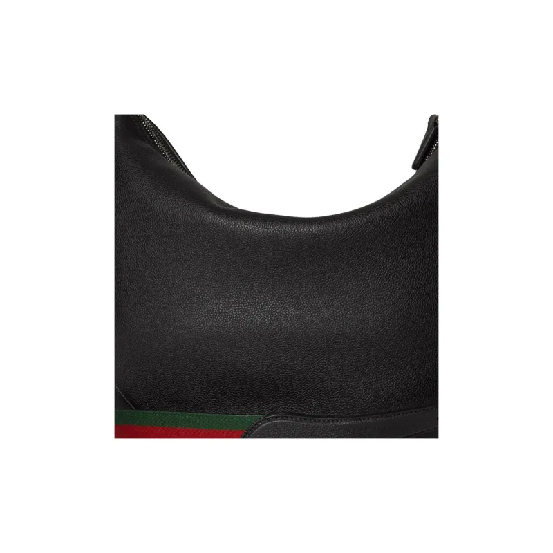 GUCCI Grained Soft Leather Shoulder Bag Crossbody Bag Small Size Men's Black-7