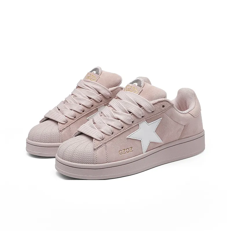 GZOZ Slip Resistant Cushioning Abrasion Resistant Low Top Skateboard Shoes Unisex Rose Pink-2