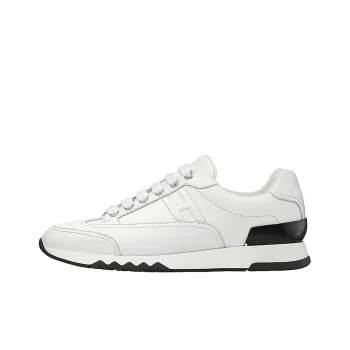 HERMES Trail Low Top Casual Shoes Women's White Black Heel Tab