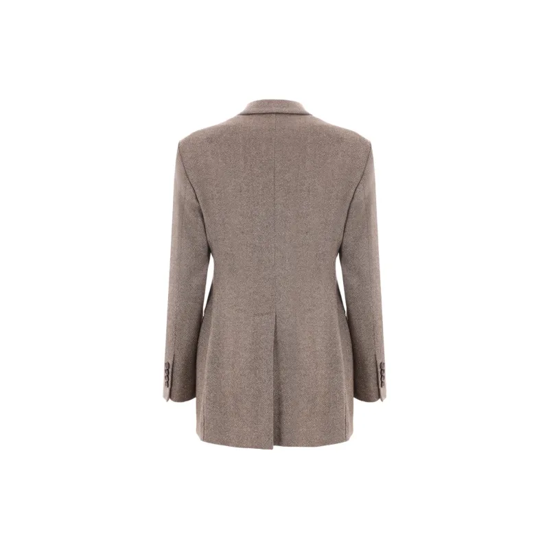 Brunello Cucinelli Double Breasted Herringbone Tailored Blazer-1