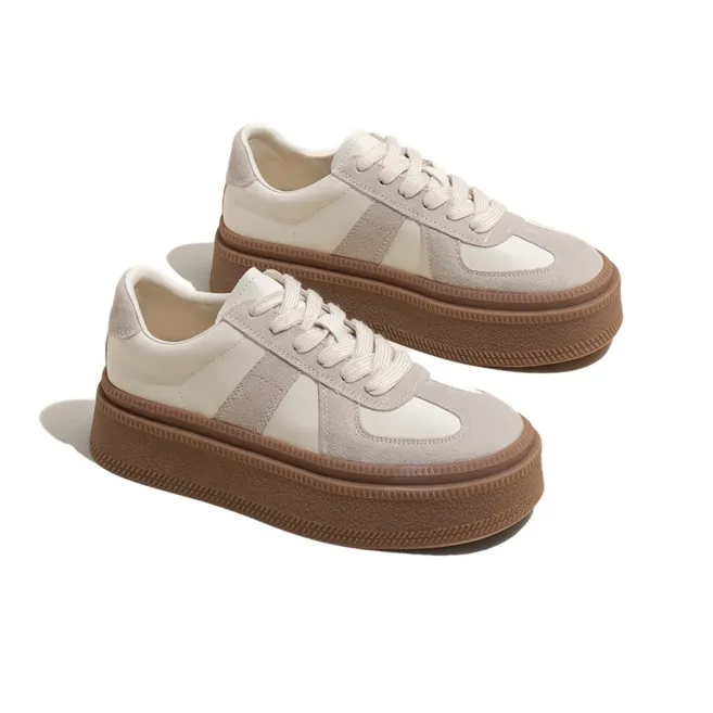 Old Meow Low Top Skateboard Shoes 5cm Women's Gray White-2