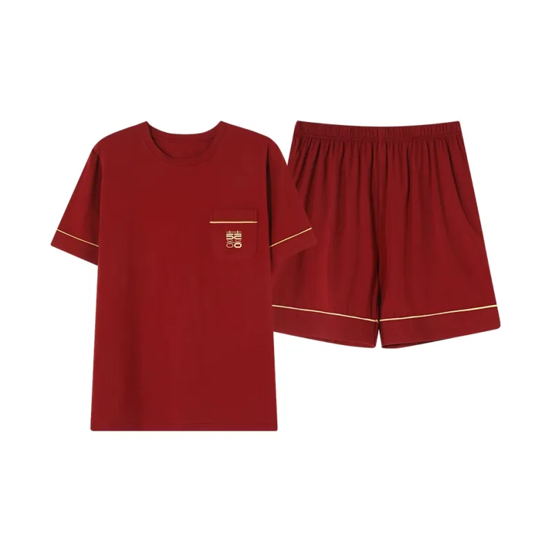 Montagut Pajama Set Summer Men's Red-0