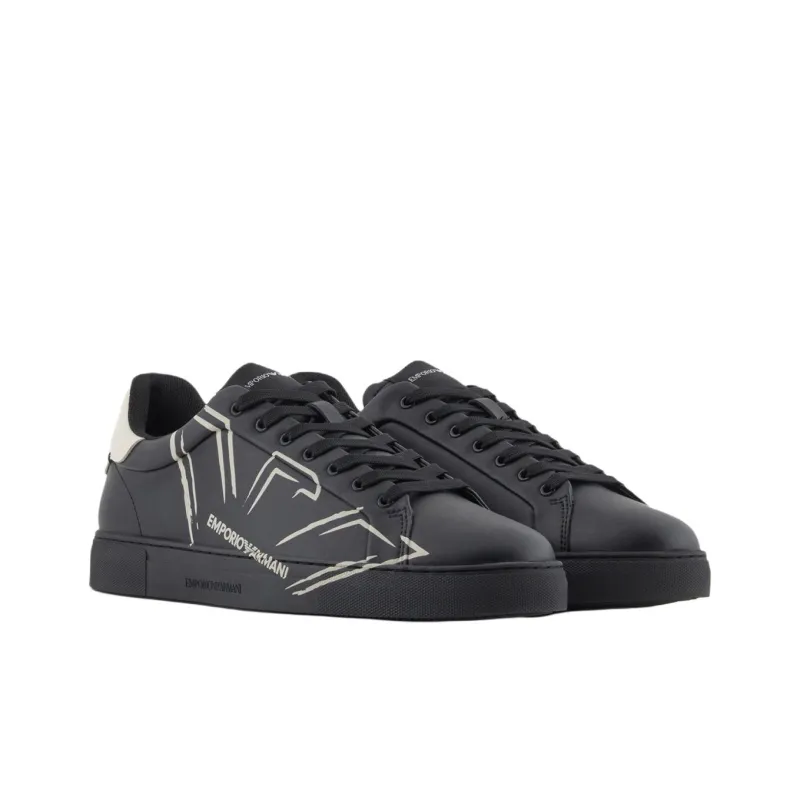EMPORIO ARMANI Low Top Skateboard Shoes Men's Black-2