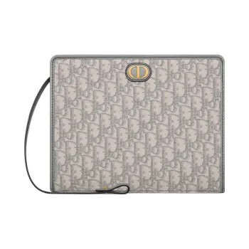 DIOR 30 Montaigne Fabric Toiletry Bags Clutches Medium Size Women's Gray