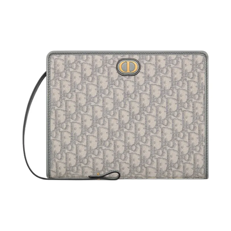 DIOR 30 Montaigne Fabric Toiletry Bags Clutches Medium Size Women's Gray-0