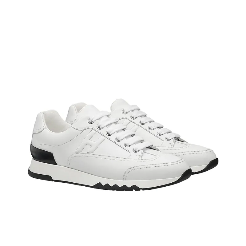 HERMES Trail Low Top Casual Shoes Women's White Black Heel Tab-2