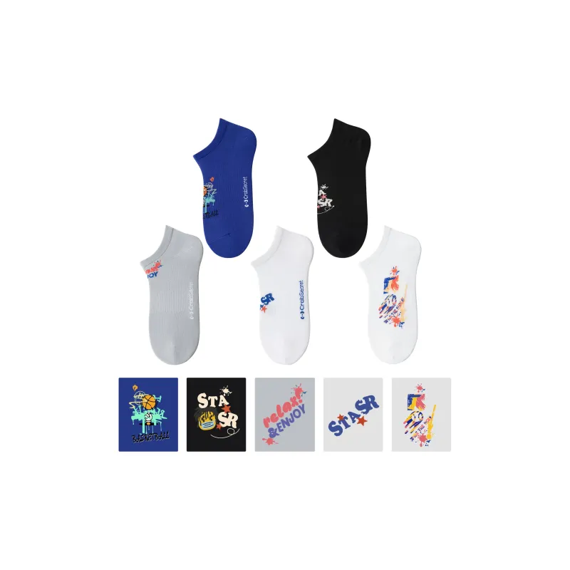 Crabsecret No-Show Socks Spring And Summer Men's 5 Pack-3