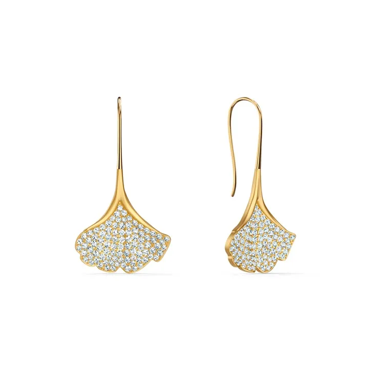 Swarovski Dancing Swan Earrings Women's Gold-1