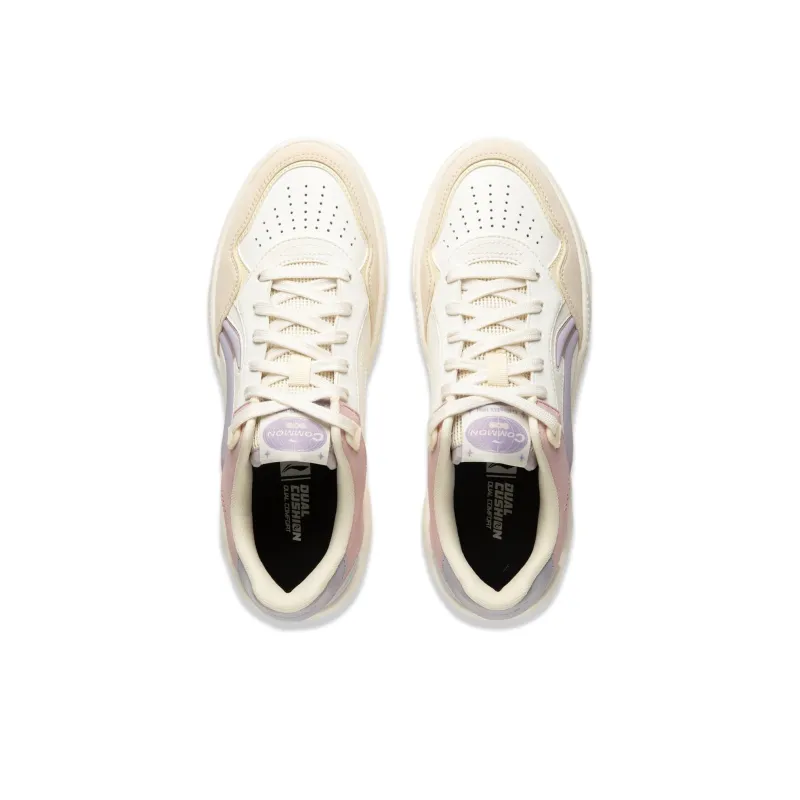 LiNing Common 80s Wear Resistant Slip Resistant Low Top Skateboard Shoes Women's White-3