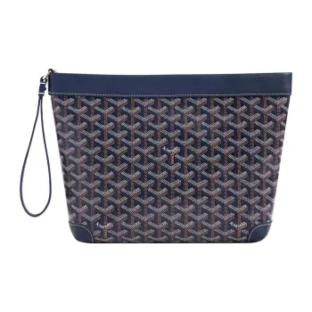 GOYARD Canvas With Calfskin Dog's Teeth Toiletry Bags Storage Bags Clutches Unisex Navy